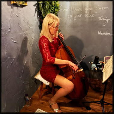 Bel playing Cello at the Little Wine Bar 7.Nov.23